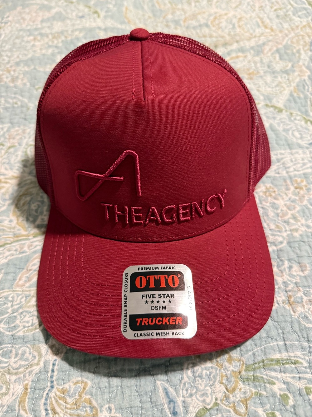 OTTO Burgundy Trucker Hat with TheAgency Embroidered Logo